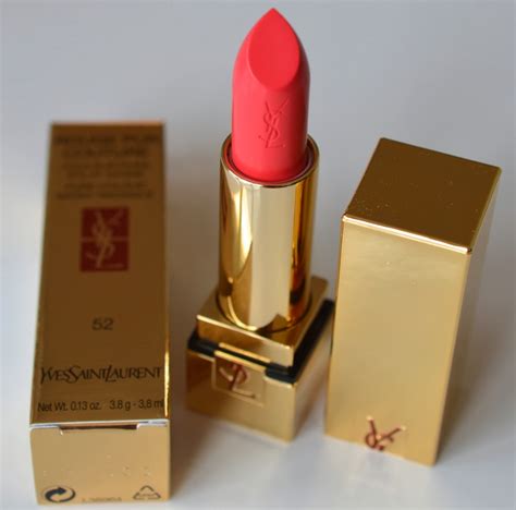 son ysl rouge pur couture 52 rosy coral rouge rose|YSL rouge rose 52 review.